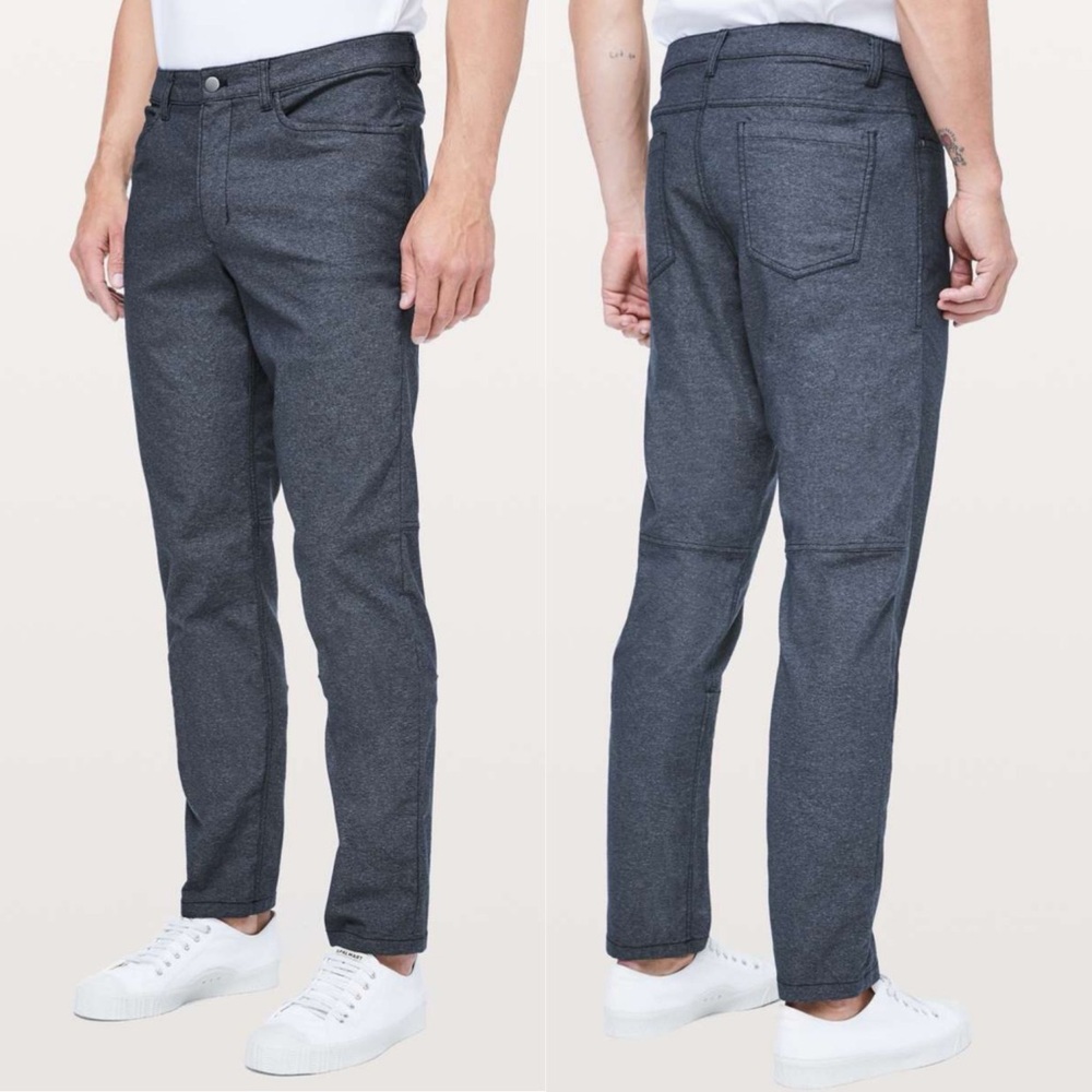 Lululemon Mens ABC Pants Tech Canvas Blue Size 40 Style LM5608S Trousers Denim